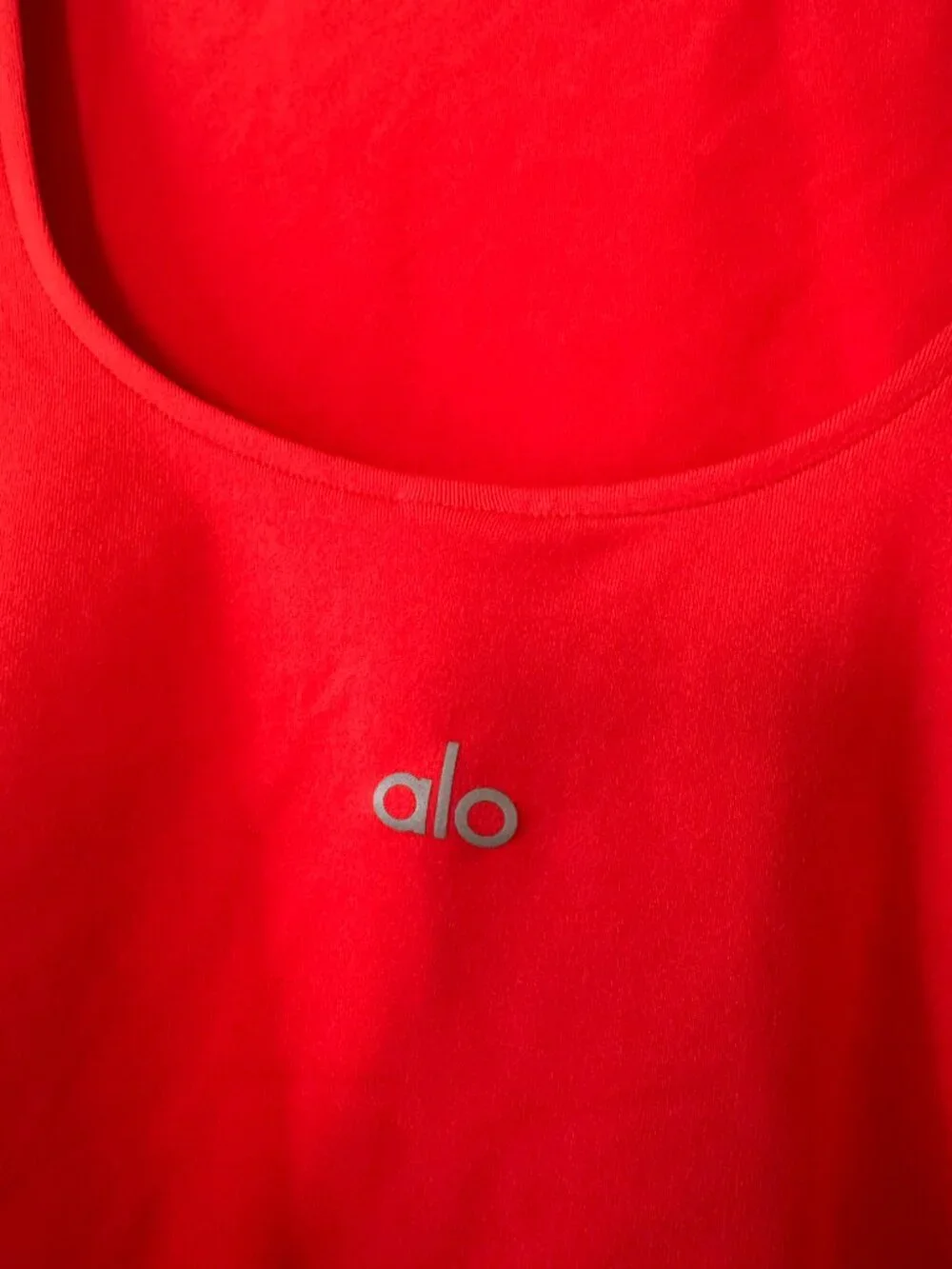 Alo Alosoft Back For More Tee in Bright Red with Flaw